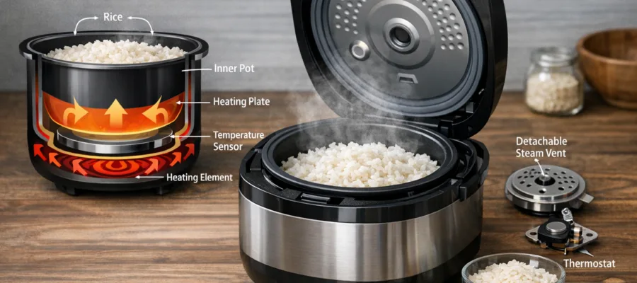 Wie funktioniert ein Reiskocher? Technik und Vorteile einfach erklaert