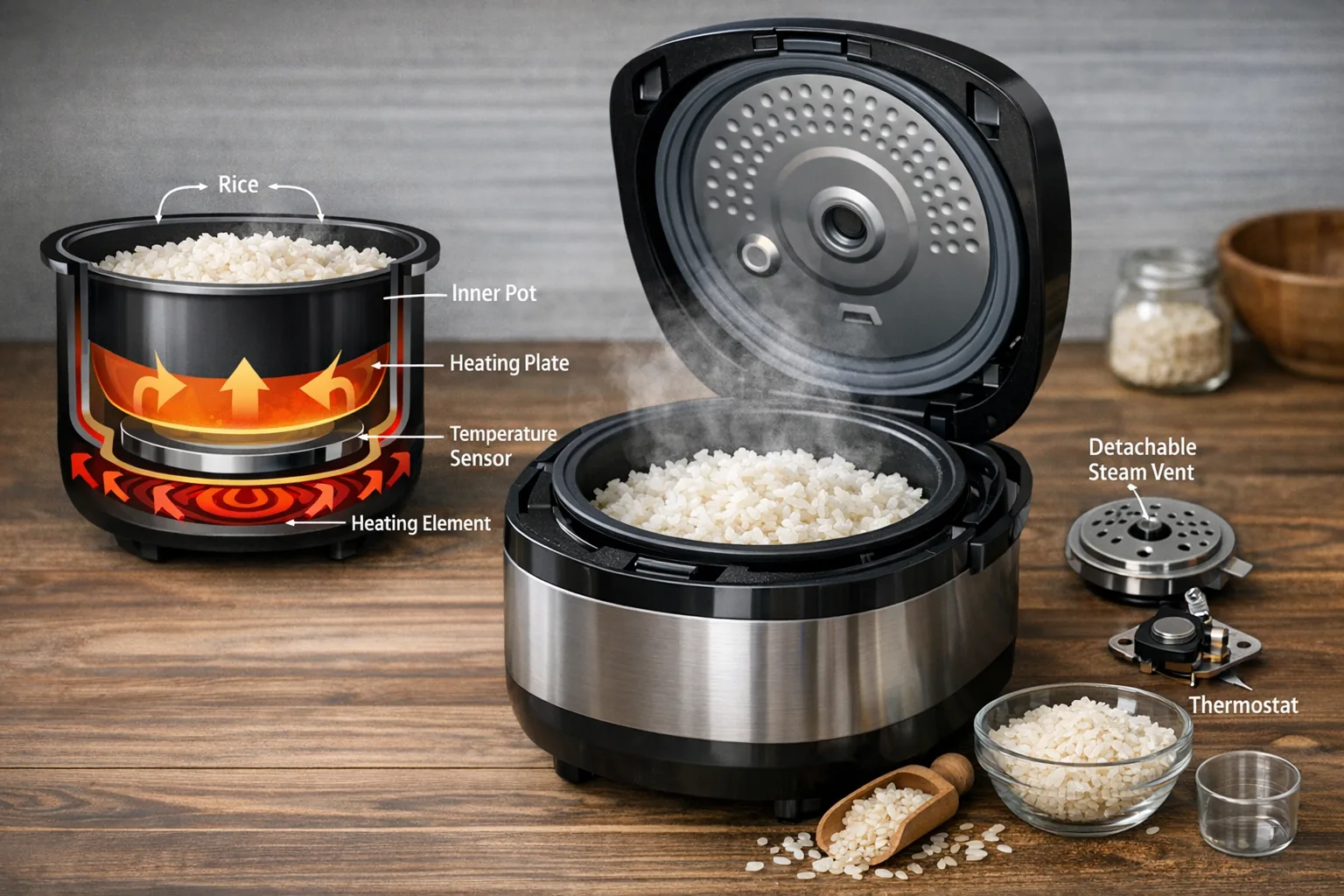 Wie funktioniert ein Reiskocher? Technik und Vorteile einfach erklaert