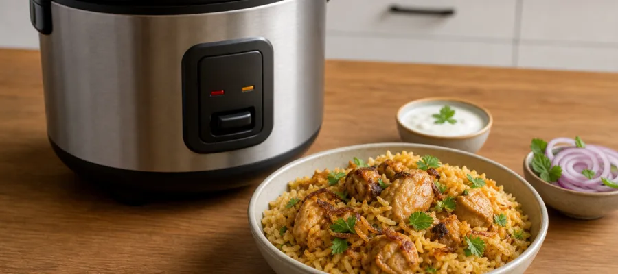 Reiskocher Einfache Haehnchen-Biryani-Variante