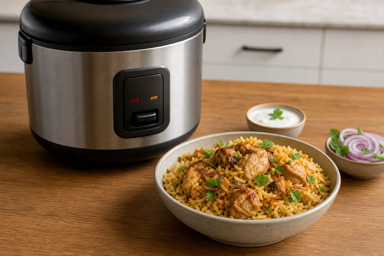 Reiskocher Einfache Haehnchen-Biryani-Variante
